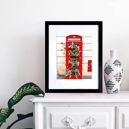 Miniatura 5 de Juego de 4 portarretratos de 8 x 10 pulgadas, portarretratos negros con paspartú, fotos de 5 x 7 o 8 x 10 pulgadas sin paspartú, vidrio de PVC, para