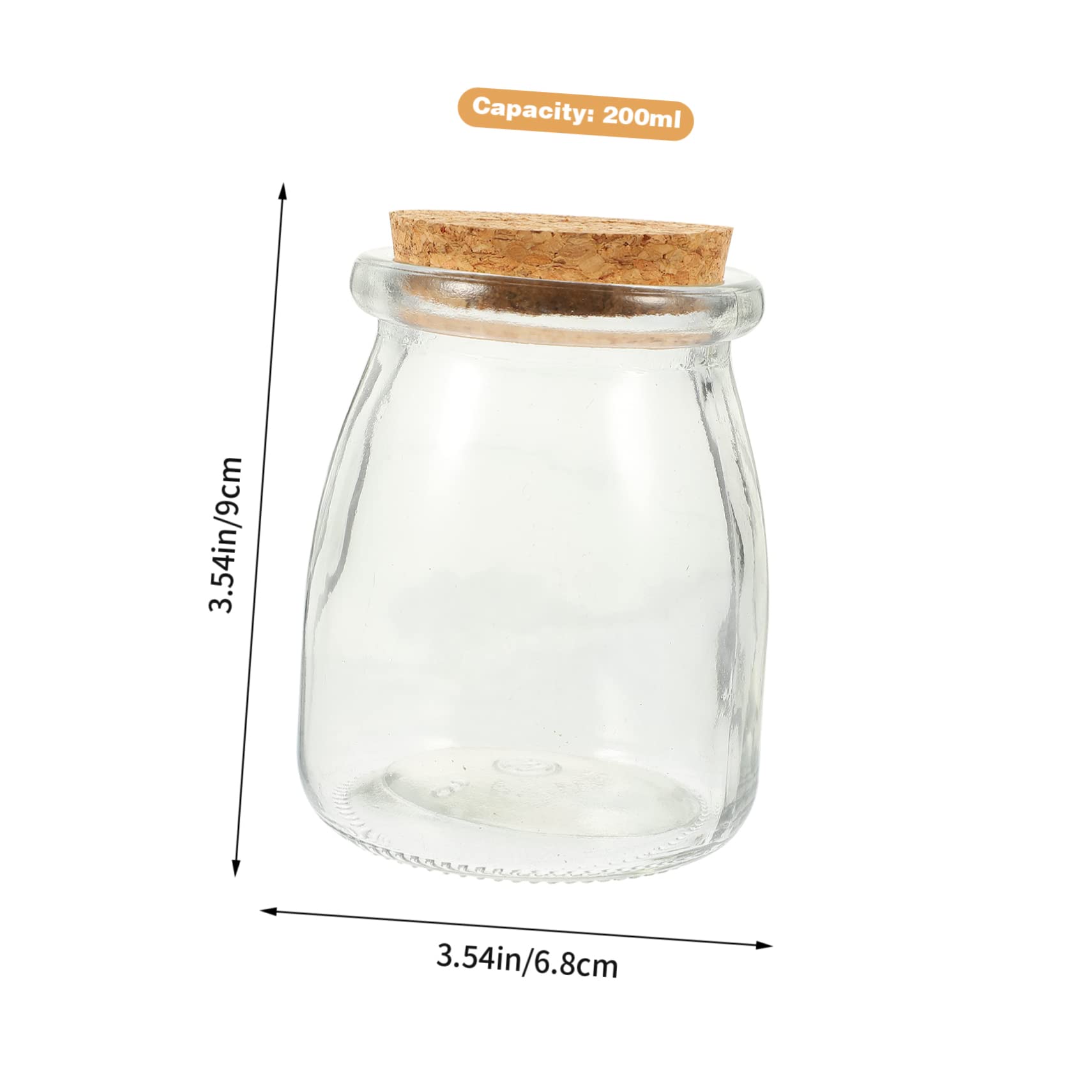 Barattolini 6 Pezzi per Conservazione Alimenti da 200ml Bomboniere in Vetro Tappo in Sughero e Decorazioni Festa