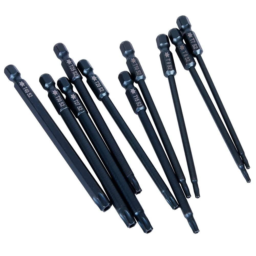 10pcs Magnetic Screwdriver Bits 1/4 Inch Hex Electric Security Screwdriver Drill Set with Hole Hand Tool
