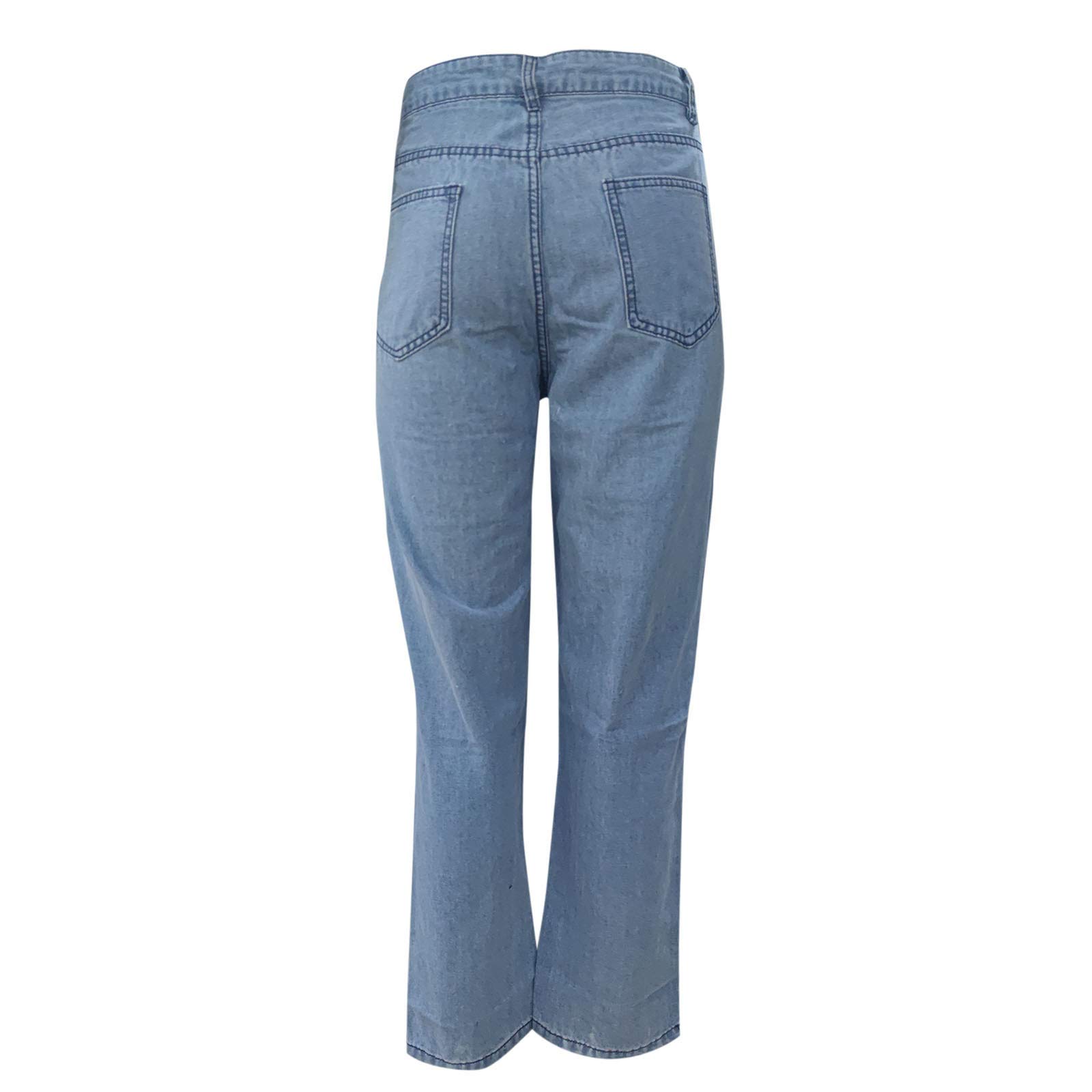 Pantalones vaqueros para mujer, cintura alta, con agujeros rectos, para adolescentes, niñas, boyfriend destruidos, informales, elásticos, elegantes, pantalones desgarrados, pantalones holgados Y2k,