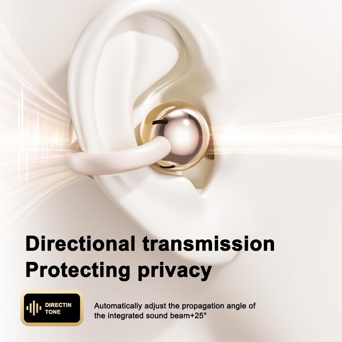 PTHTECHUS Cuffie Wireless, Sportivi Clip Aperta Cuffie Conduzione Ossea, Diaframmi 12mm ENC, Chiamate Cristalline, Auricolari Bluetooth 5.4 Compatibile iOS/Android, 30 ore di Riproduzione, Oro-b