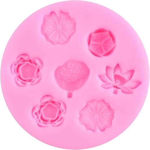 Miniatura 3 de ZiXiang Moldes de silicona de flor de loto, molde de fondant de hoja de loto, almohadilla de lirio, moldes de silicona para decoración de pasteles,