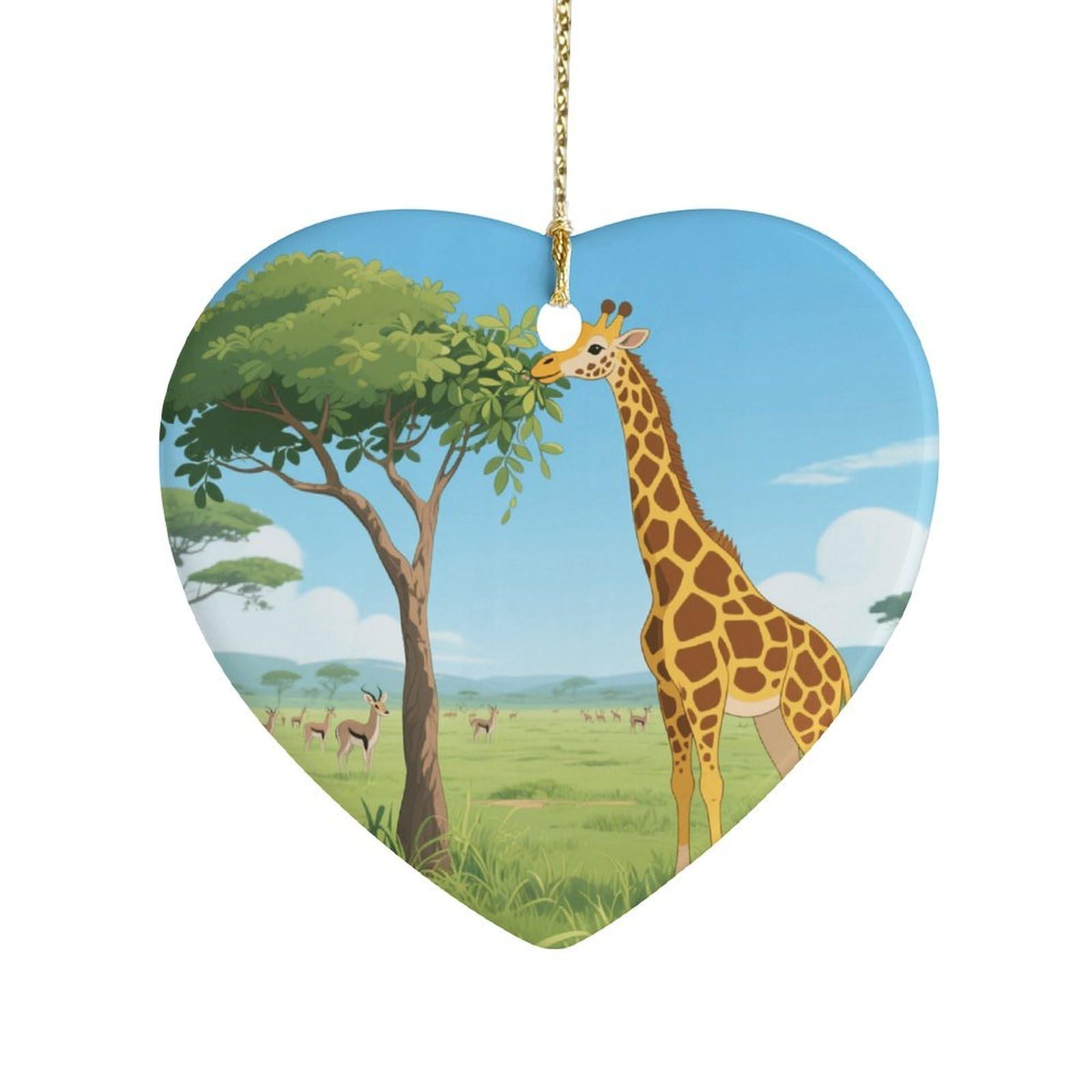 Fekiloot Style Giraffe Eating Leaves Ceramic Ornament Home Decor Keepsake