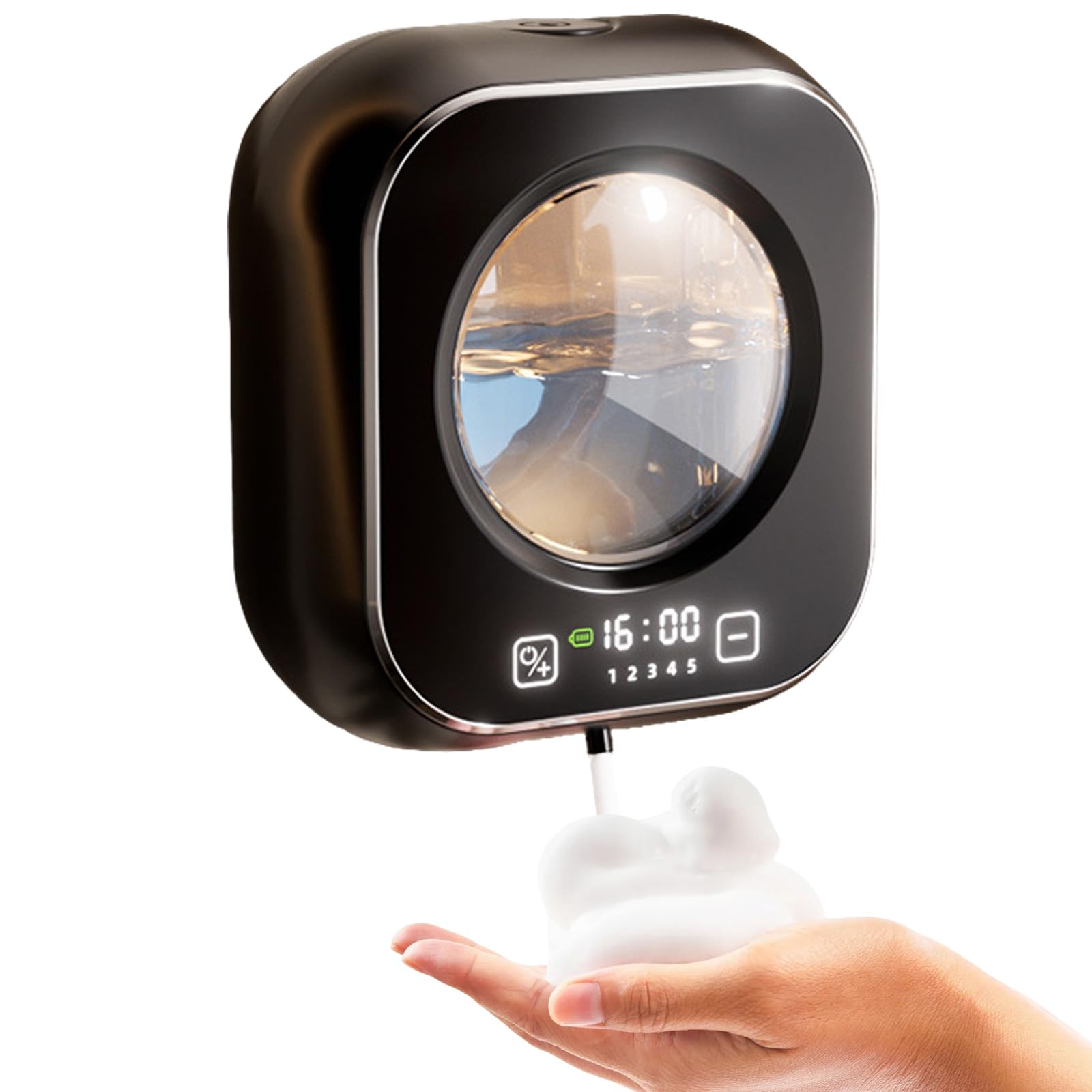 320ml Wall Mounted Automatic Soap Dispenser with Infrared Motion Sensor, USB Rechargeable, IPX5 Waterproof, Suitable for Kitchen and Bathroom, Black