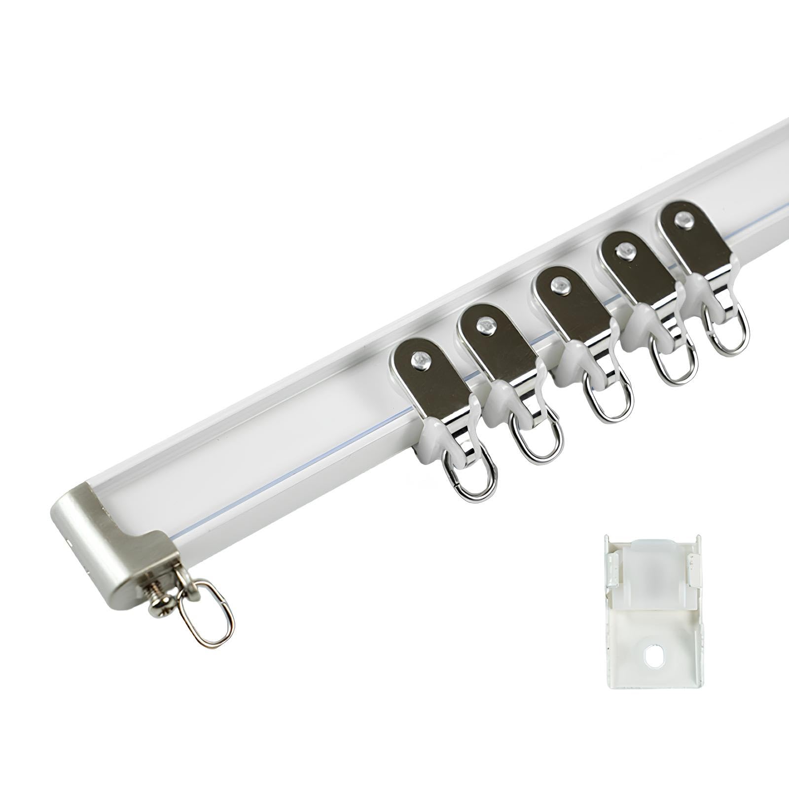 WQPMNYG Adjustable 0.8m Flexible Aluminum Curtain Rail for Curved Ceilings White Wall/Ceiling Mount - Ideal Space-Saving Solution for Drapes and Curtains