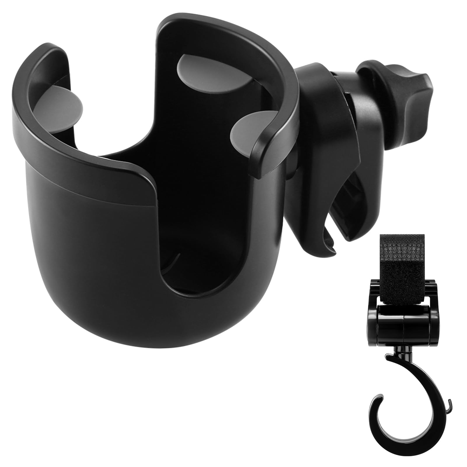 Accmor Walker Cup Holder and Hook, 2-in-1 Wheelchair Cup Holder Attachment, Drinks Holder for Stroller, Walker, Wheelchair, Rollator, Scooter