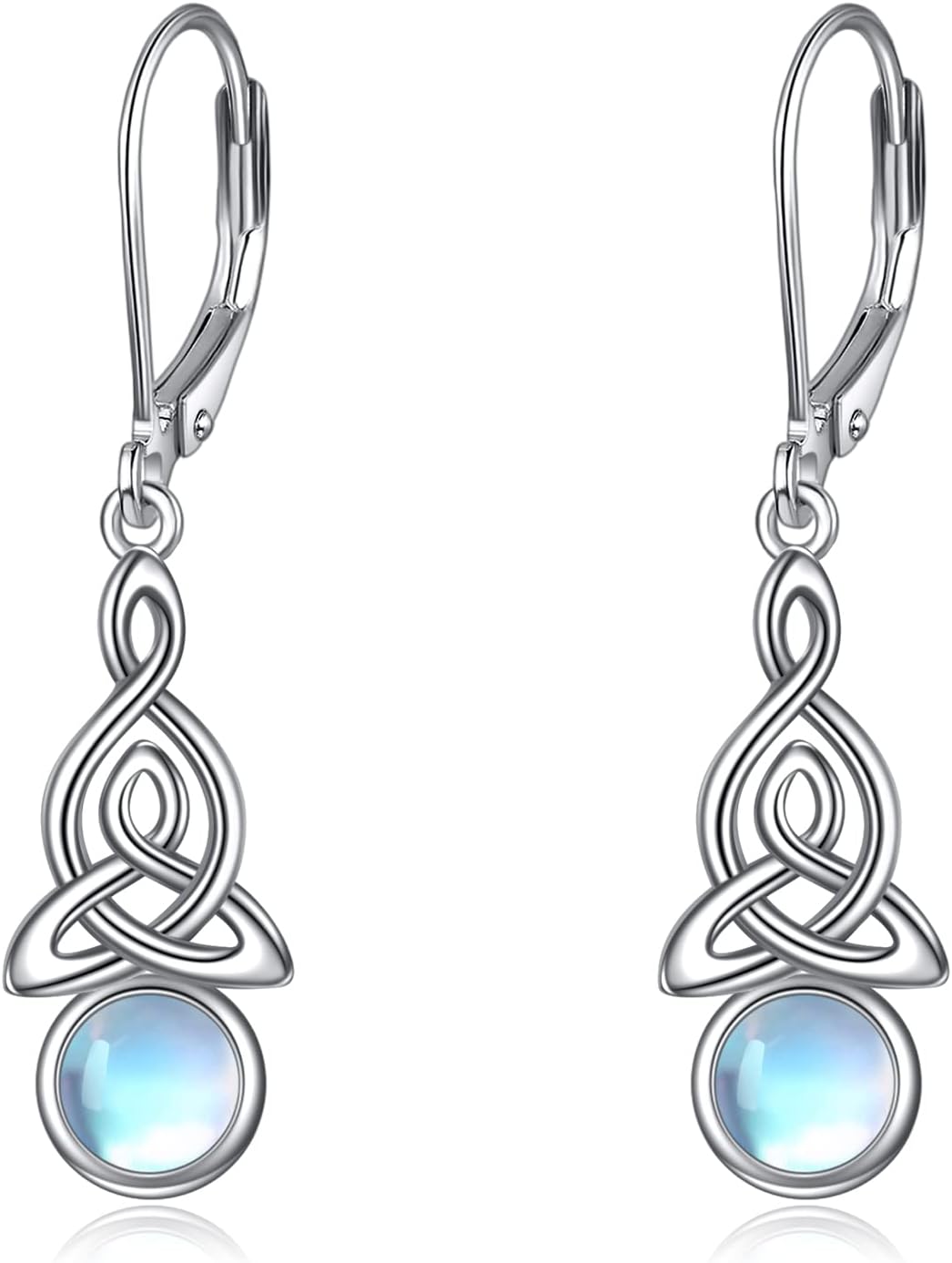 Moonstone Earrings for Women 925 Sterling Silver Irish Celtic Knot Hoop Earrings Leverback Jewelry Gifts