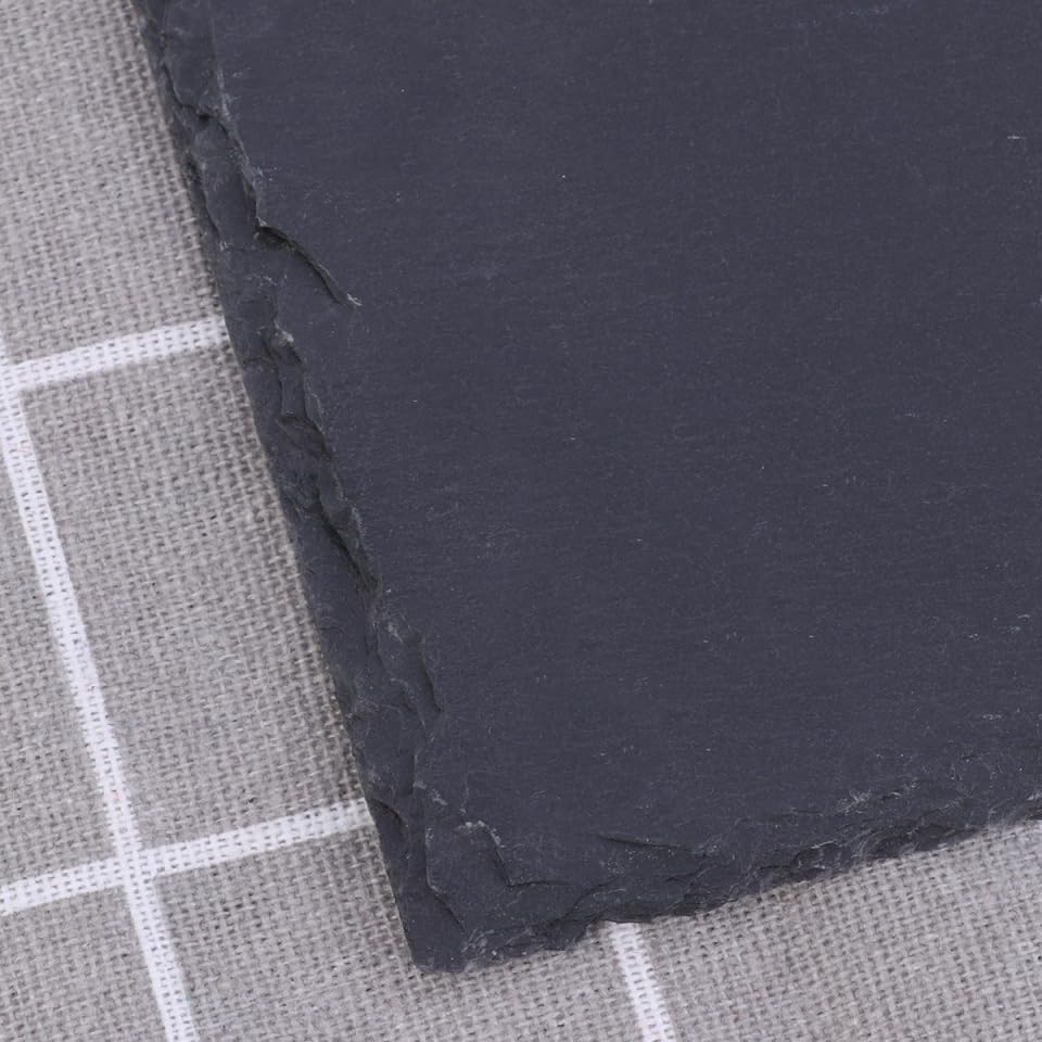 Plato cuadrado de piedra natural 7.9 pulgadas gris oscuro miniatura 2