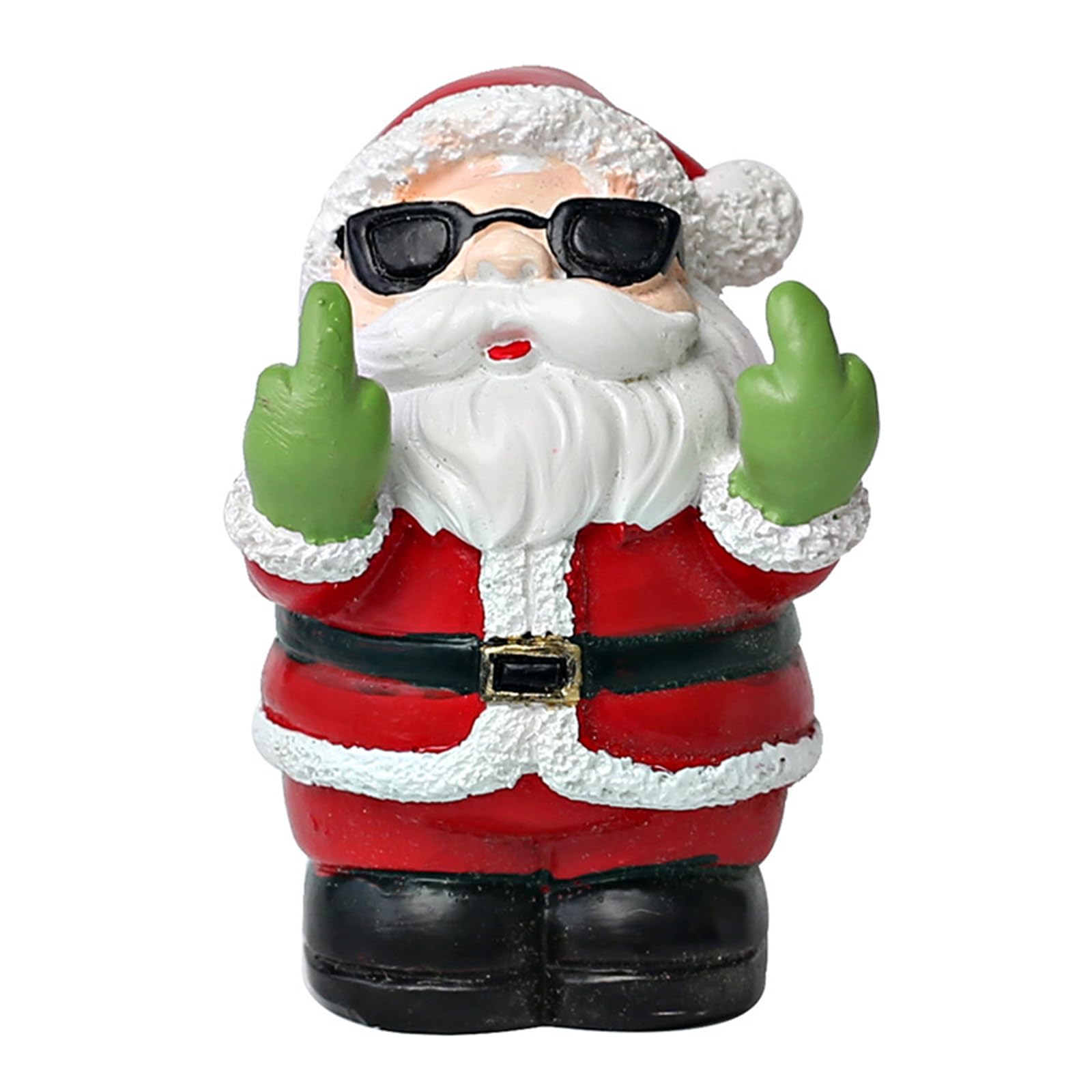 J Resin Santa Claus Sculpture W/Middle Finger Santa Claus Statue For Home Office