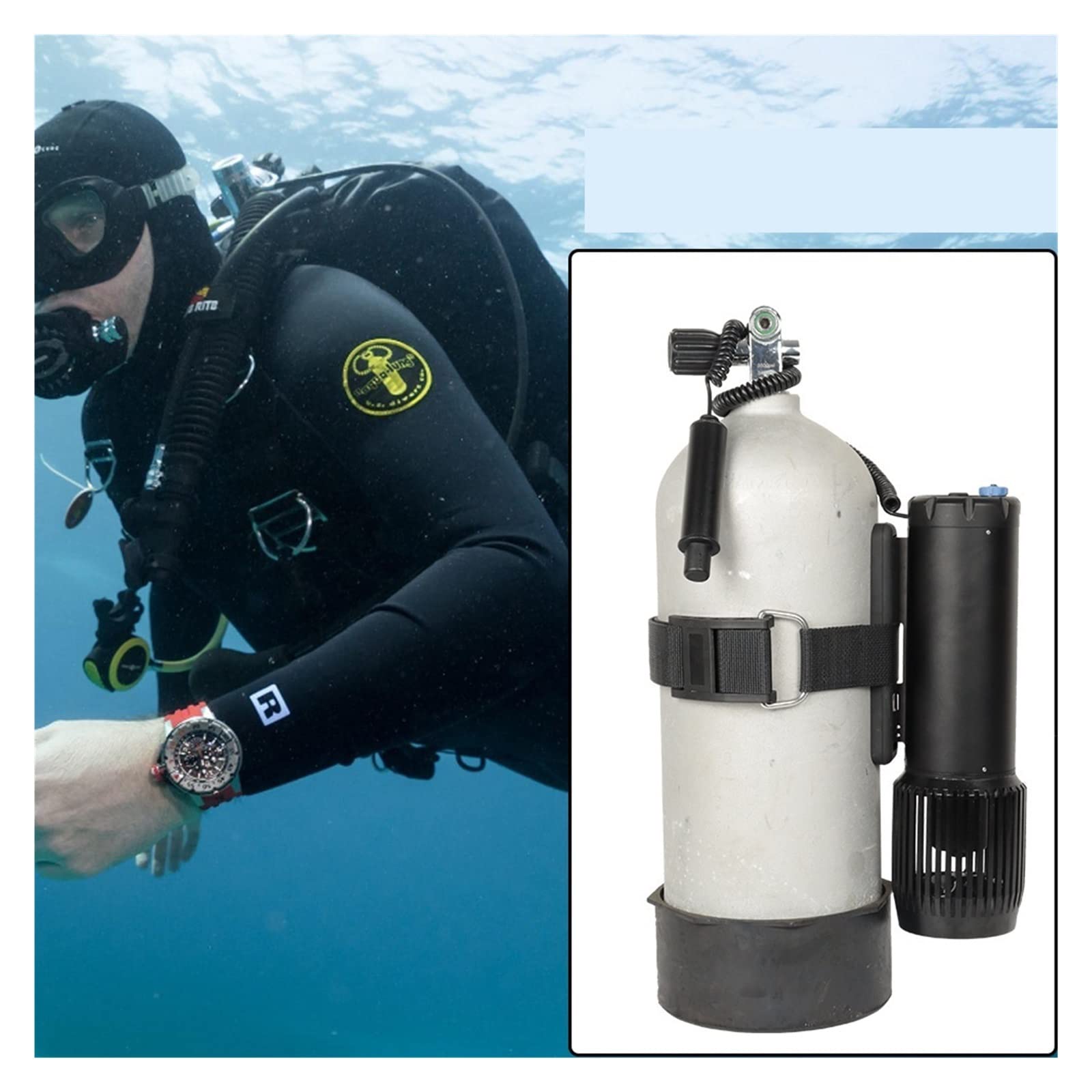 Moto de Agua Equipo De Buceo, Esnórquel, Propulsor Paleta SUP, Submarino Eléctrico Sin Escobillas(Blauw)