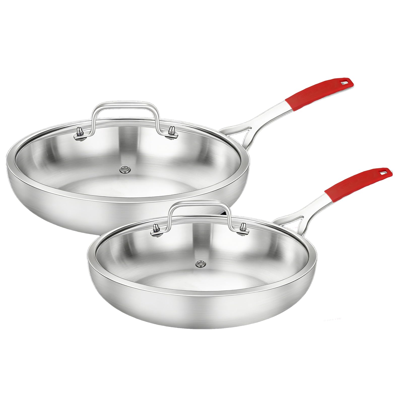 DELARLO Tri-Ply Stainless Steel Frying Pan Set 10.2" 12.2" kitchen skillet