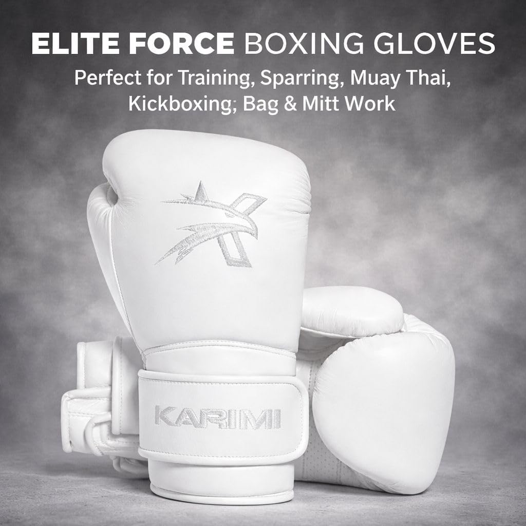 100% Genuine Leather Elite Force Boxing Gloves for Men & Women, 5-Layer Padding, Wrist Support, Mesh Palm – for Boxing, MMA, Kickboxing, Muay Thai, Training, Sparring