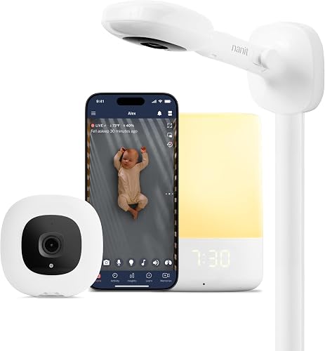 Nanit Nursery Bundle Smart Baby Monitor with Wall Mount – 1080p HD Wi-Fi Camera, Monitoring, Sleep Tracking, Two-Way Audio, Night Vision, Motion & Cry Notifications, White