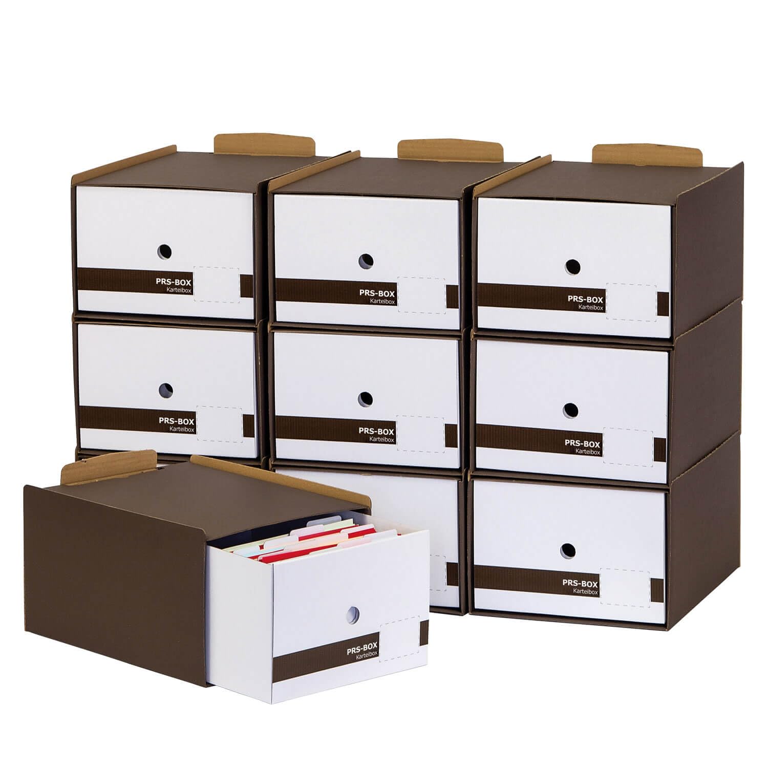 PRS Karteibox A5 aus Karton, Braun, 10 Stück