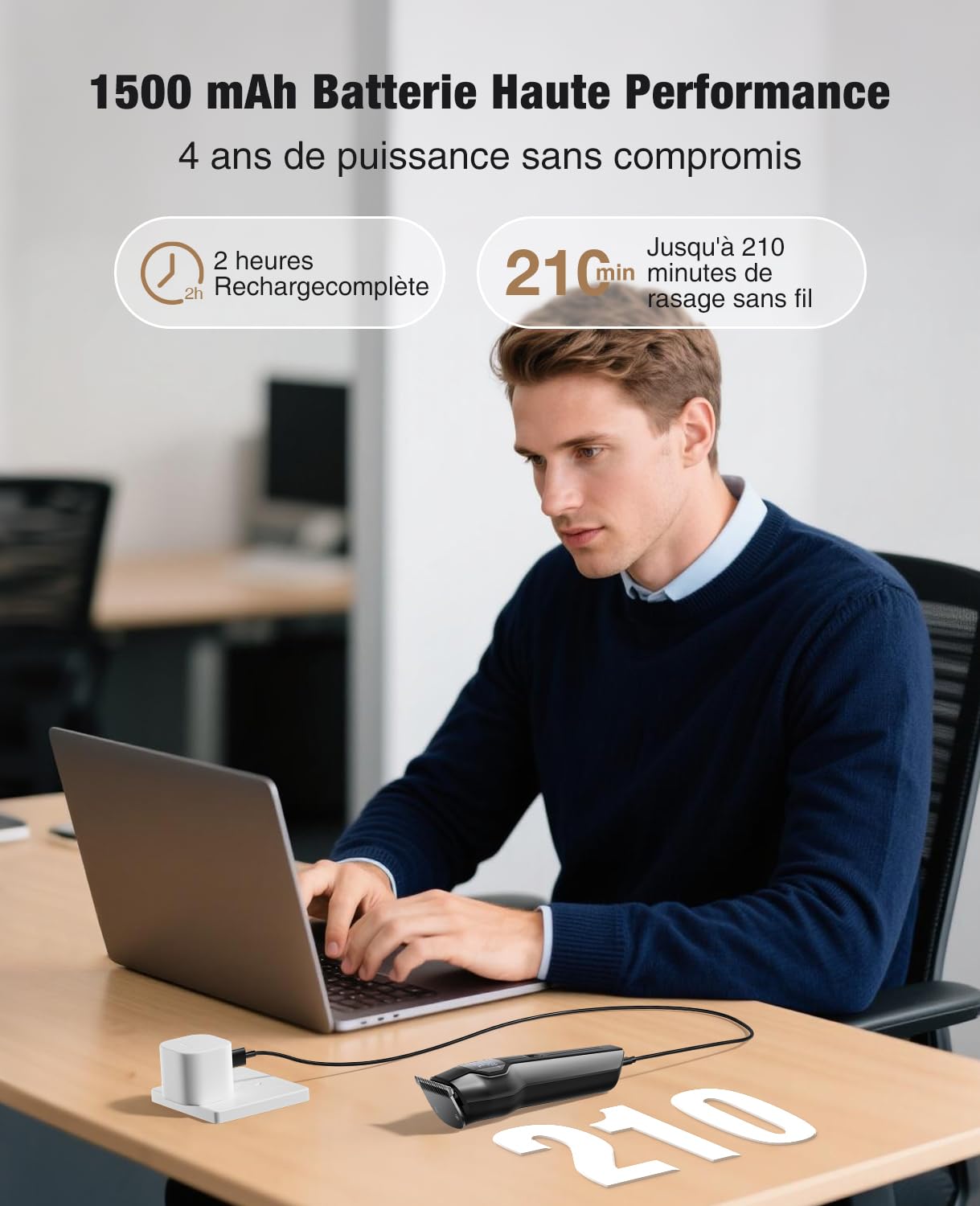 kensen Tondeuse Corps Homme 4-en-1 6000/7000 tr/min Tondeuse Moustache Homme 210 Mins d'Autonomie Tondeuse Barbe、Cheveux、Nez IPX7 Étanche Rasoir Intime USB-C Écran LED Pour De La Tête Aux Pieds