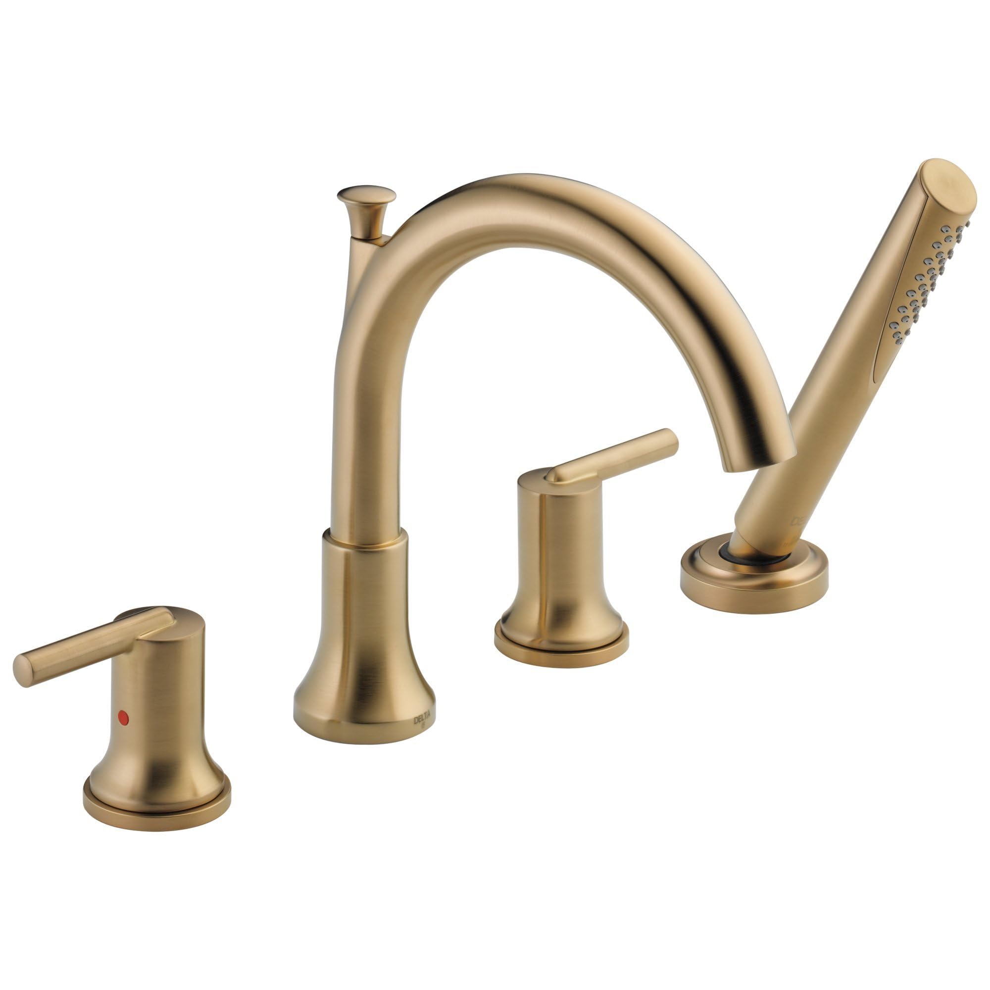 Delta Trinsic Roman Tub Faucet with Hand Shower, Brushed Gold Deck