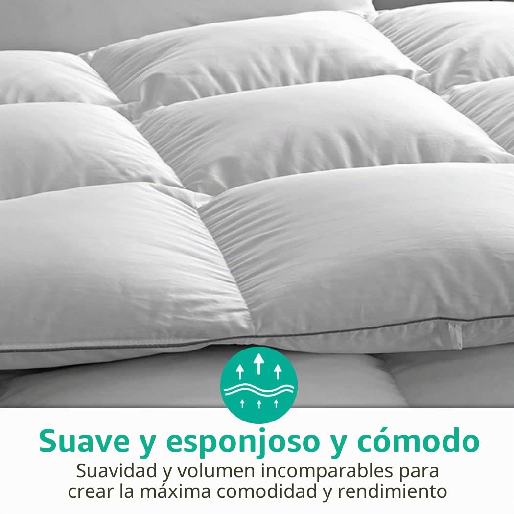 APSMILE Edredón Relleno Nórdico de Plumas y Plumón de Ganso Cama 80-135 x 200 cm, Apto para Invierno Edredón Nórdico 135x200cm, 8 pestañas en Las Esquinas (Blanco,1025g)