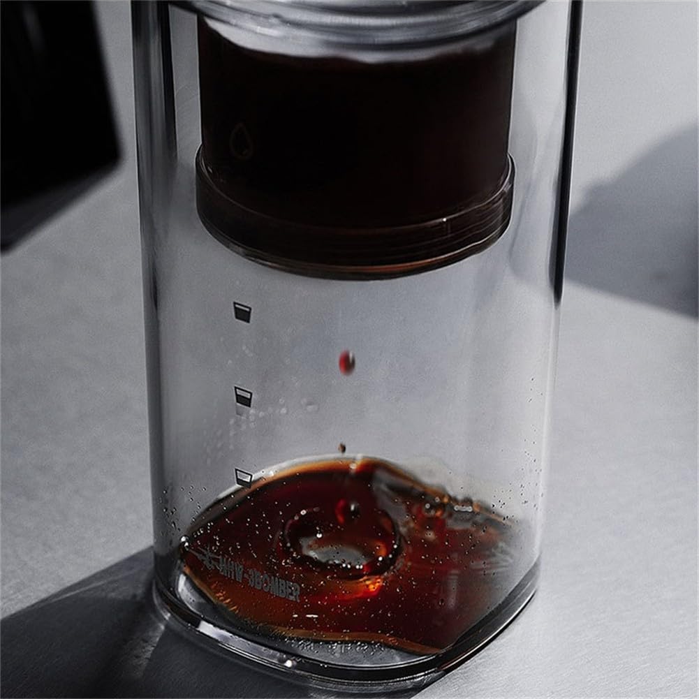 Cafetera Drip Cold Brew con tasa de goteo estable, filtro de alta densidad, material PCTG, ventana transparente para preparar café helado suave, 12.4 pulgadas (transparente)