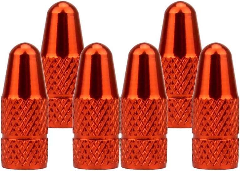 Senzeal 6pcs Presta Aluminum French Style Bicycle Air Tire Valve Caps Dust Covers Orange