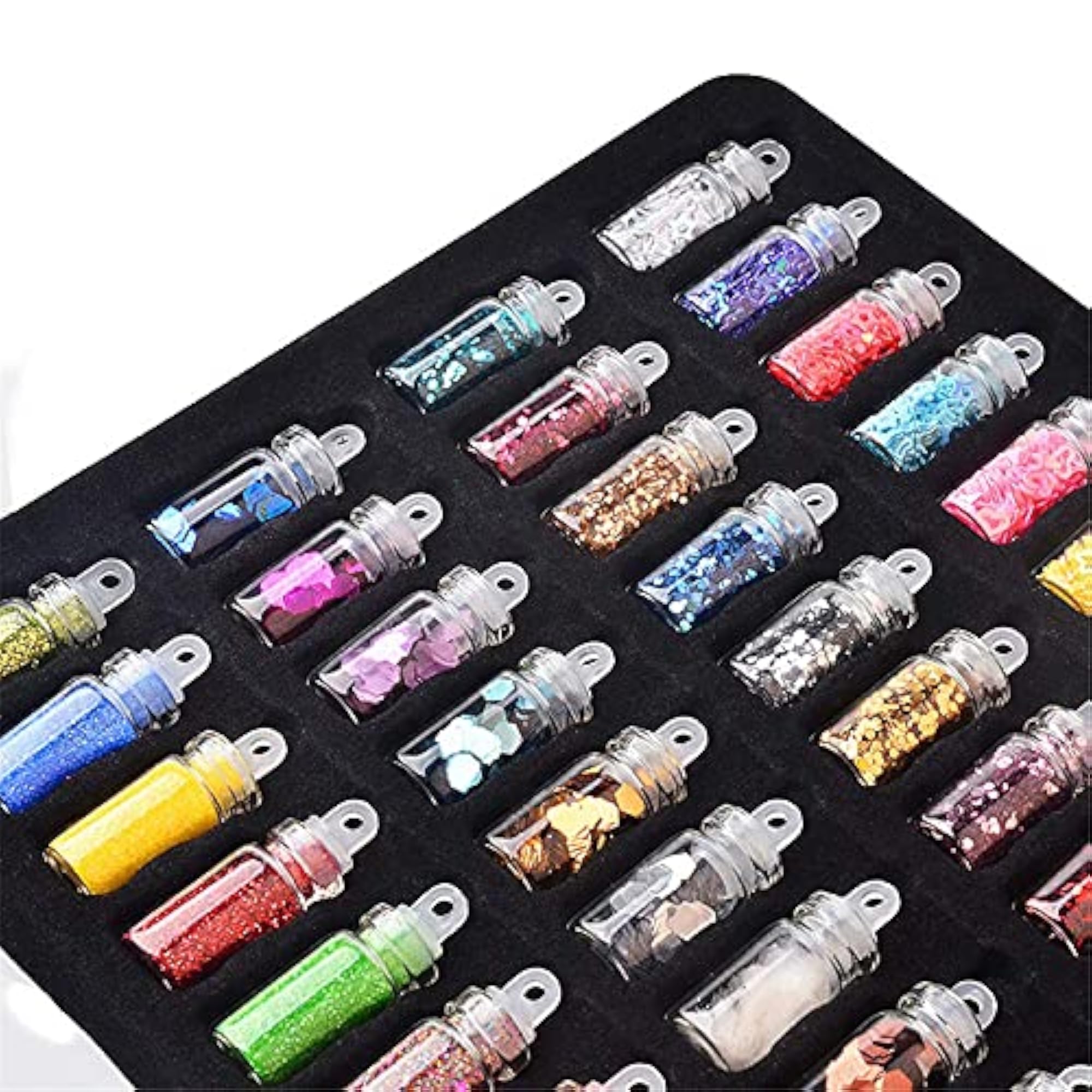 48 Bottles DIY Nail Art Charms Kit, Glitter & Rhinestones