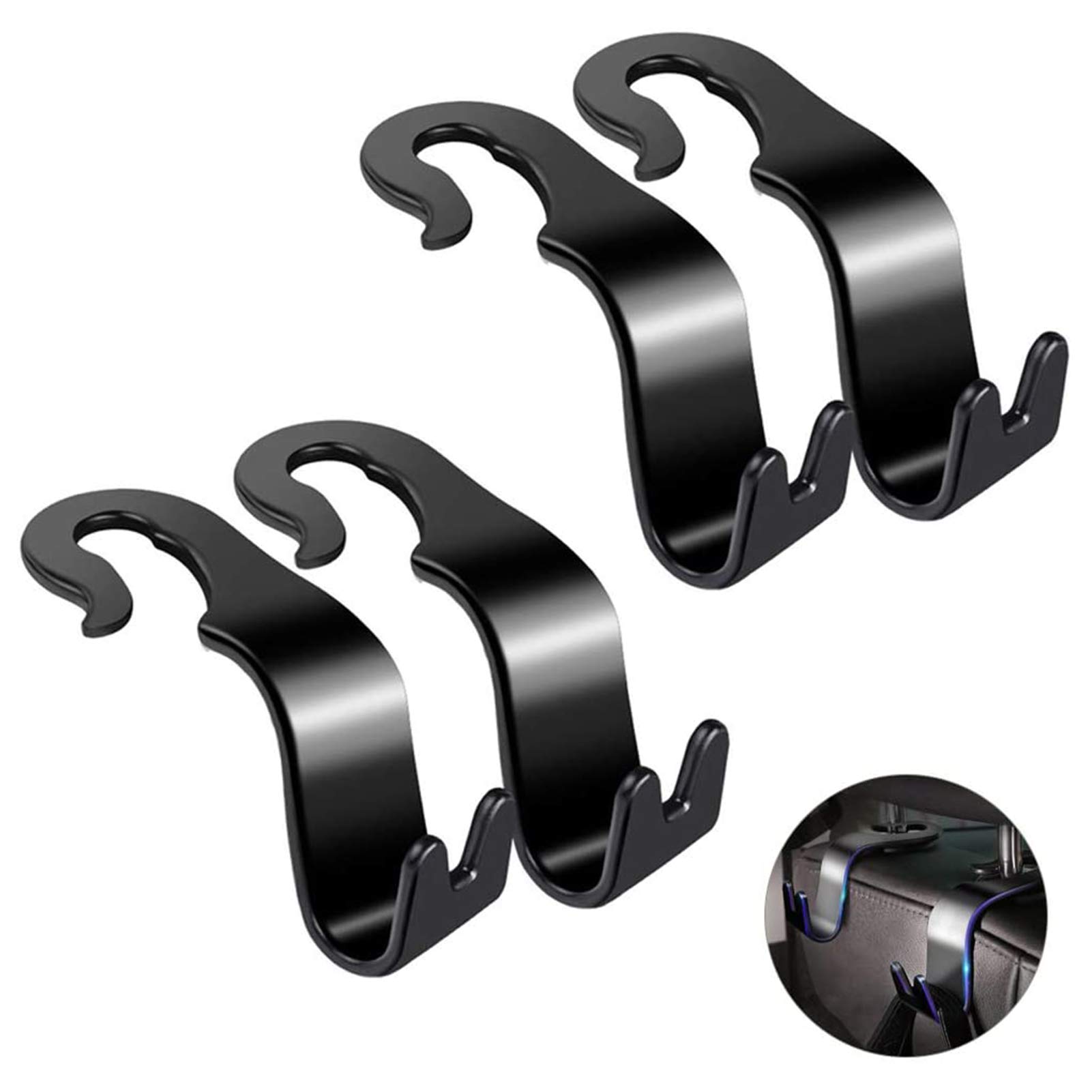 4 Pcs Auto Hooks,Car Headrest Hooks Storage Organizer Backseat Hanger Hooks Suitable for Truck Vehicles Organizer Hooks for Hanging Coat,Purse