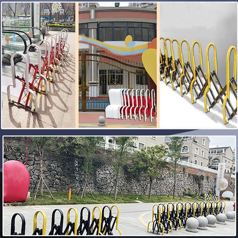 Ausziehbare, einziehbare Faltbarrikade • Mobile Sicherheitsbarriere mit Rädern, Verkehrssicherung, Einfahrtstor für Baustellen und Aufzüge, Gelb/Schwarz, 5 x 0,85