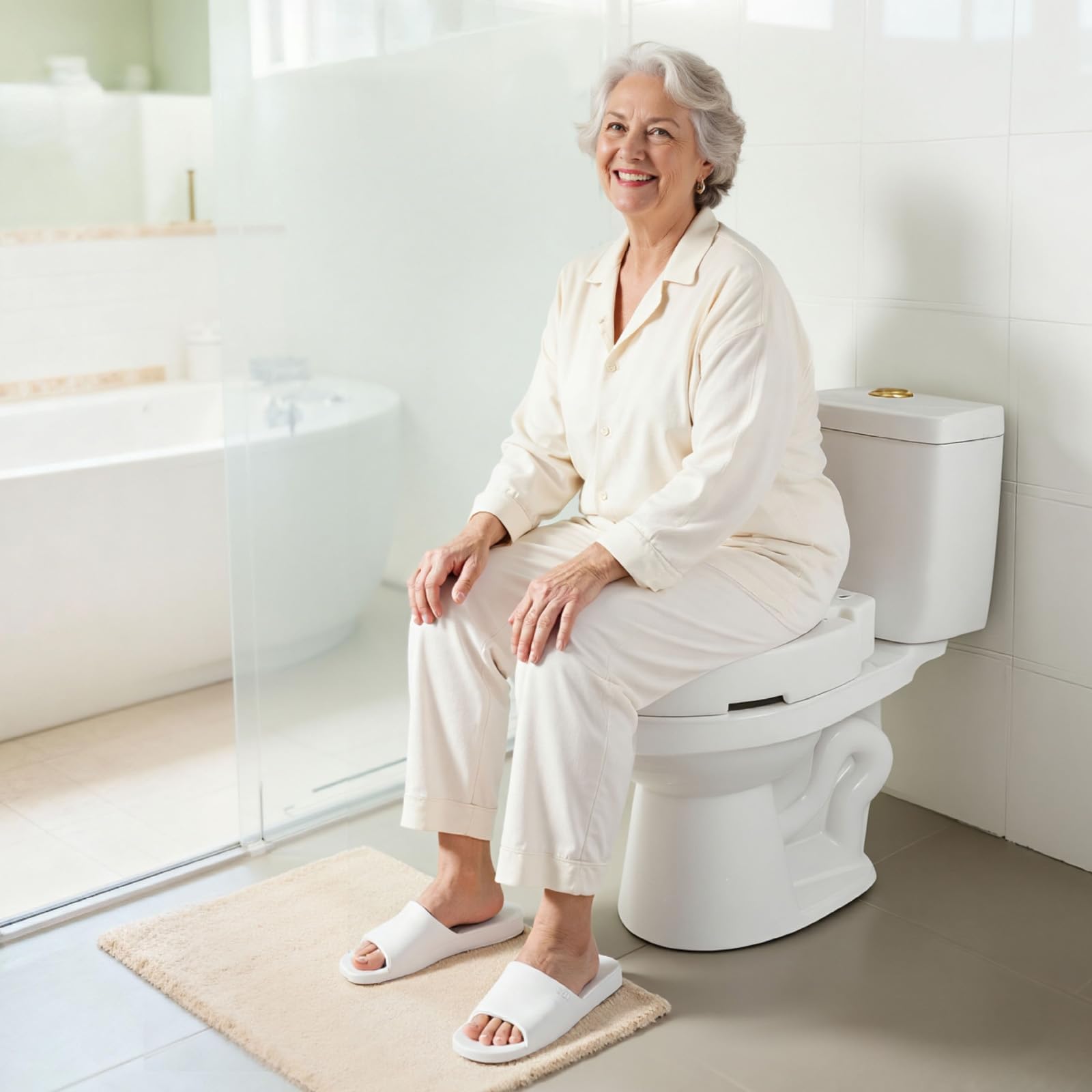VEVOR Sedile WC Rialzato da Bagno con Capacità di Carico di 136 kg e Altezza di Sollevamento di 88,9 mm, Sedile WC Rialzato Universale in HDPE con Apertura Allargata per Anziani Disabili