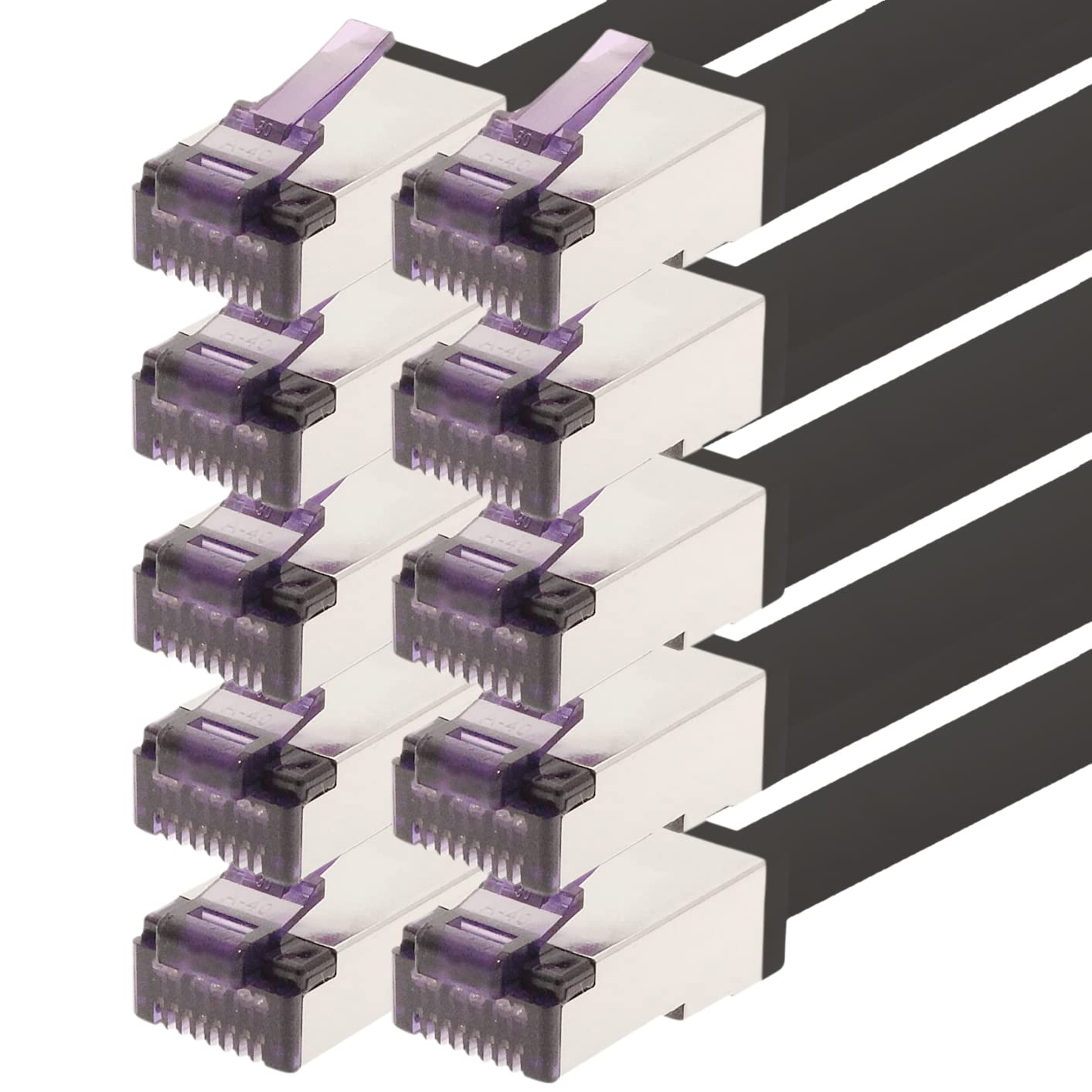 1aTTack.de - 0,5 m - Câble réseau CAT6a Superflex Ethernet Gigabit LAN Câble patch RJ45 CAT6 A 10000 Mbit s SFTP PIMF 500 MHz compatible avec CAT6 CAT5 - noir - 10 pièces