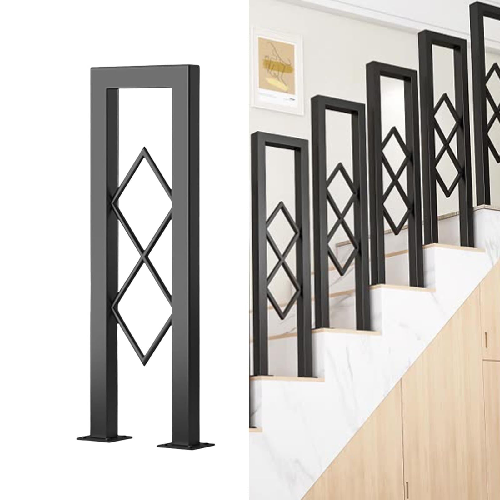 Main courante en fer forgé en U pour sécuriser le couloir et le balcon