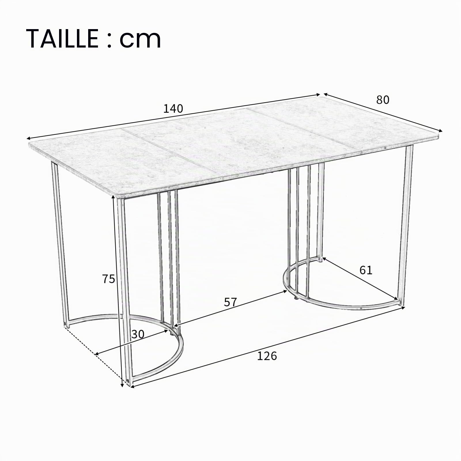 KOMHTOM Ensemble Table et 4 Chaises Salle à Manger, Table Rectangulaire 140x80 cm, Chaises en Velours, Pieds Métal Design, Style Minimaliste Moderne (Beige)