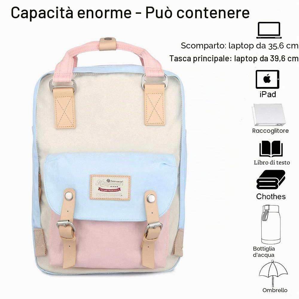 Himawari Zaino impermeabile da 35,5 cm, borsa da viaggio vintage per università, per donne, per laptop da 14 pollici, per studenti