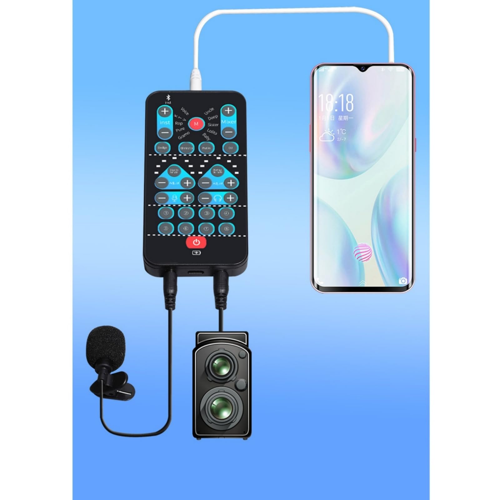 8-24 ライブサウンドカード ボイスチェンジャー 小型サウンドカード Amazon | ハンドヘルドボイスチェンジャー、多機能サウンド変声器 8