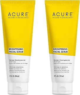 Acure Organics Brightening Facial Scrub, 4 fl. oz, Pack of 2