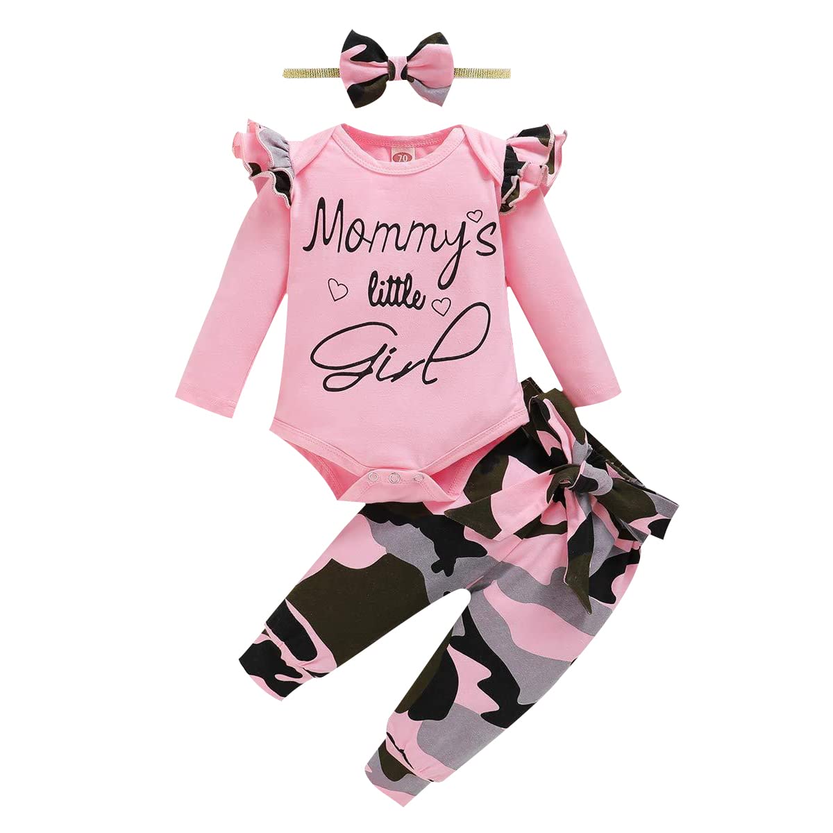 Newborn Baby Girl Clothes Infant Girl Outfits Long Sleeve Ruffle Romper Floral Pants Headband Set