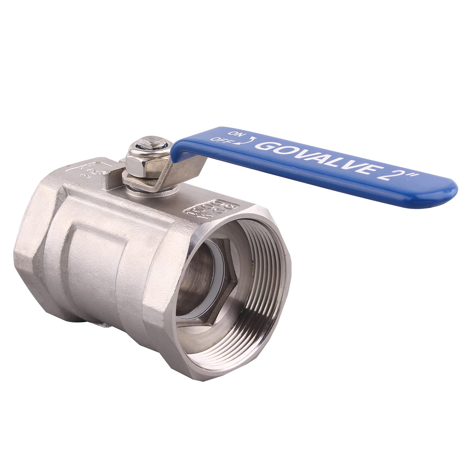 1 válvula de bola de acero inoxidable – 5 cm NPT hembra puerto estándar 1 pieza tipo válvula de bola para agua, aceite y gas (paquete de 2)