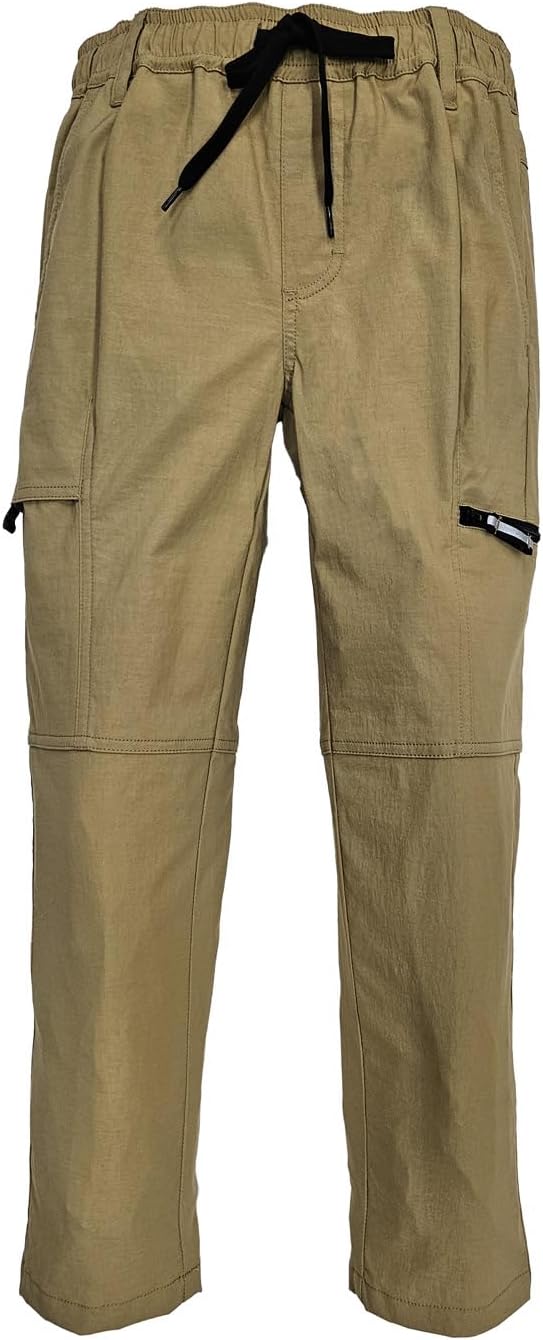 INGEAR Boys Cargo Jogger Pants, Elastic Waist, Zipper Pockets, Casual School Trousers