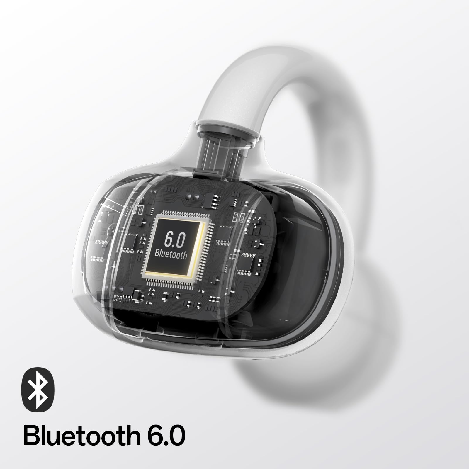 OpenRock E Open-Ear Kopfhörer Kabellos- Clip-On Ohrhörer - 4G Leichtgewicht - Bluetooth 6.0 - Starker Bass - 28h Spielzeit - KI Klare Anrufe - IPX4 Wasserschutz- App Steuerung- Bluetooth Earbuds