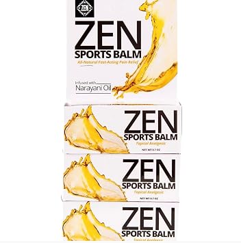 ZEN Sports Balm with Narayani Oil- Cramps, Backaches and Other Workout & Exercise Injuries, Fast-Acting Pack of 3