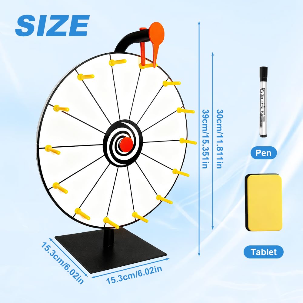 Ruota della Fortuna, 30cm la Ruota della Fortuna Gioco con 14 Slot, Gioco Ruotas della Fortuna, Ruotas dei Premi da Tavolo con Gomma e Pennarello per Carnival Giocos, Feste di Gioc, Fiere