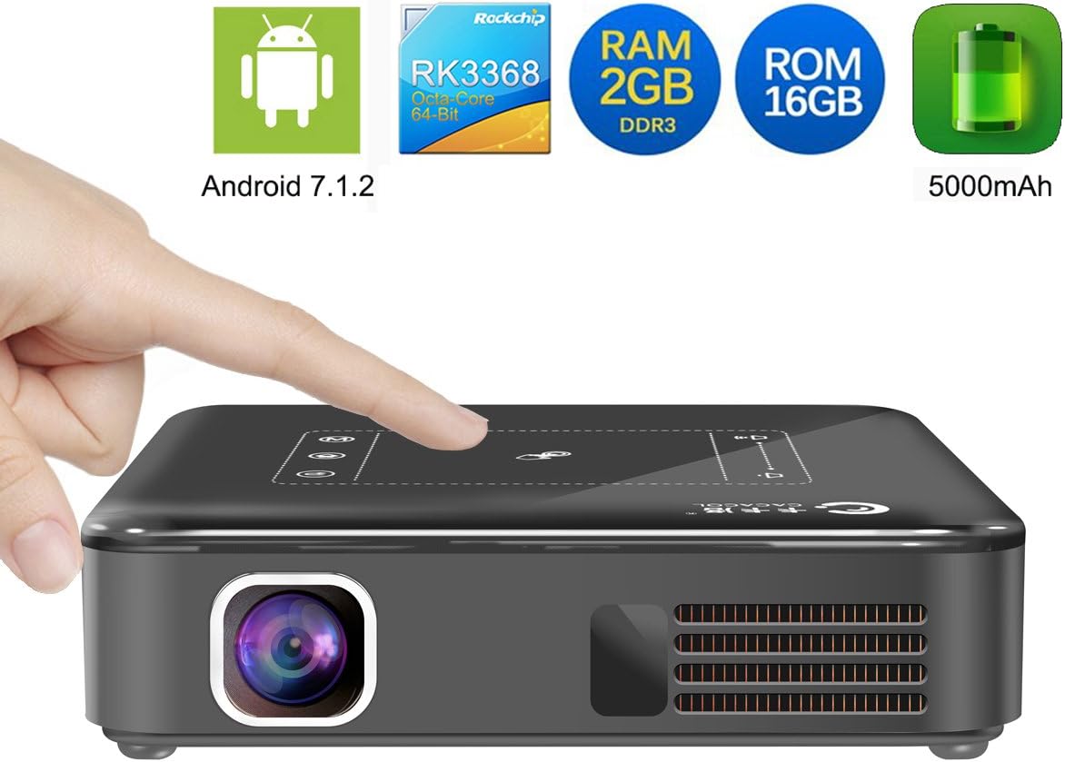 CACACOL HY350 Home Projector | Native 1080p Full HD | 4K Hardware Decoding | 800 ANSI Lumen | Allwinner H713 Quad-Core 2GB 32GB | Hi-Fi Speaker | Android TV OS English Version