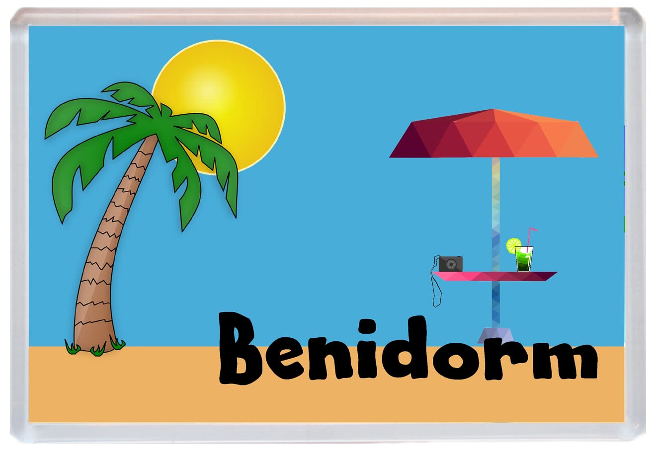 Baked Bean Store Multicolor Benidorm - Spain - 96 X 67Mm Jumbo Fridge Beach Magnet/Magnets