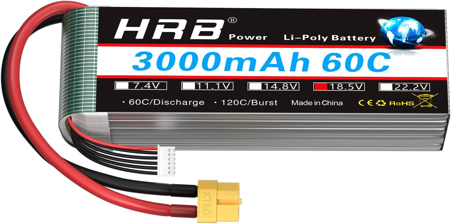 HRB 5S Lipo Battery XT60 3000mAh 18.5V 60C RC Lipo Battery Compatible with RC Car RC Plane RC Truck RC Boat