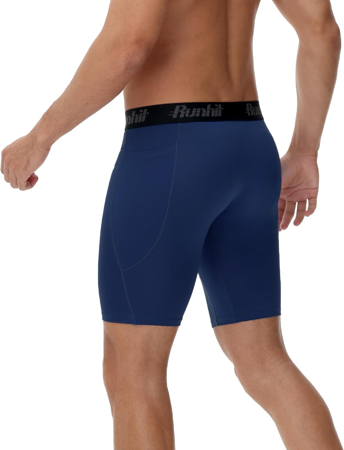 Runhit 2 Pack Mens Compression Shorts with Pockets 9" Performance Spandex Underwear Sport Athletic Workout Running Base Layer - Image 2