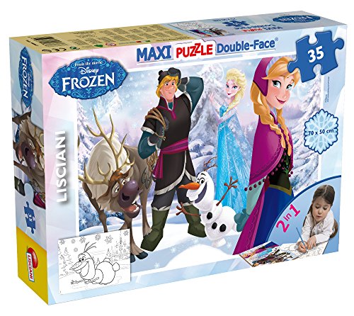 Lisciani - Disney Puzzle La Reine des Neiges - Maxi Puzzle 35 Pièces - Double Face - Verso A Colorier - Jeu Educatif - A partir de 3 ans Cover