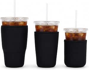 3-Pack Reusable Insulated Sleeves for Iced Coffee Cups