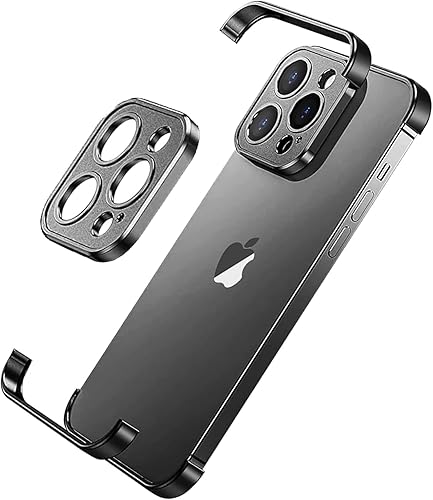 Funda de metal de aluminio suave sin marco con protector de lente de cámara, para iPhone 15 Pro Max, diseño sin espalda, compatible con carga