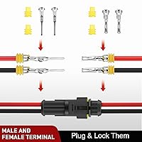 Vista 8 de Nilight - 200 conectores eléctricos de 2 pines, enchufe macho y hembra, terminales impermeables de 2 vías para automóvil, camión, motocicleta