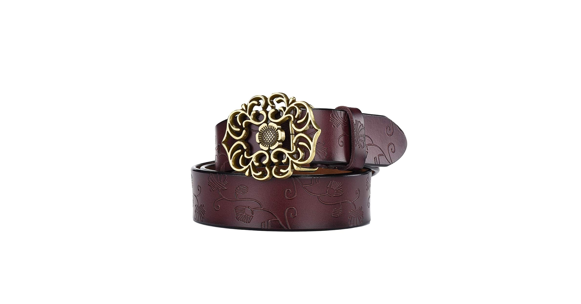 KESYOO Wide Debossed Pattern Waist Belt for Women Coffee