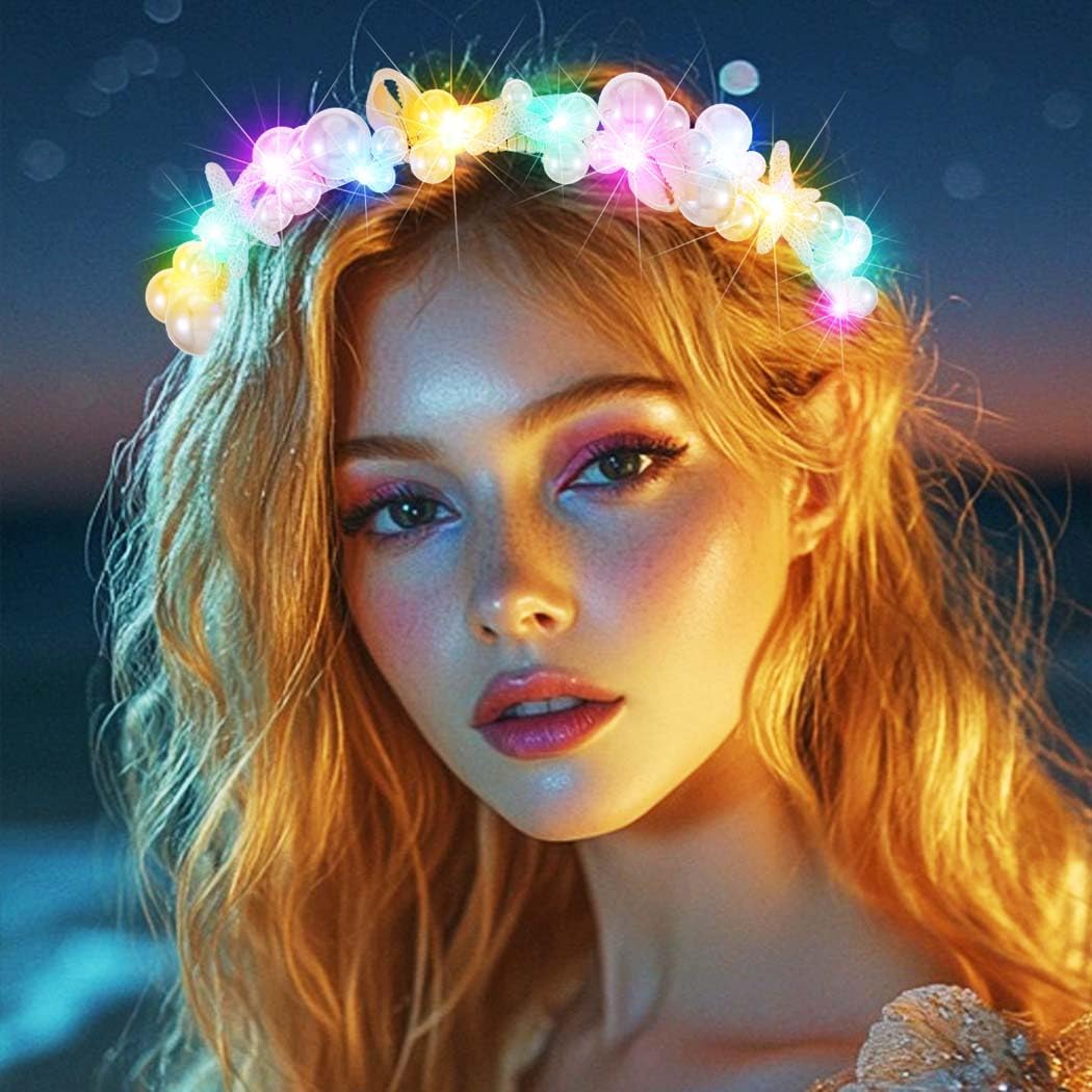 BARTOSI ライトアップ パール ヘッドバンド LED ヒトデ ヘッドピース 花嫁 ウェディング ヘアアクセサリー 女性用