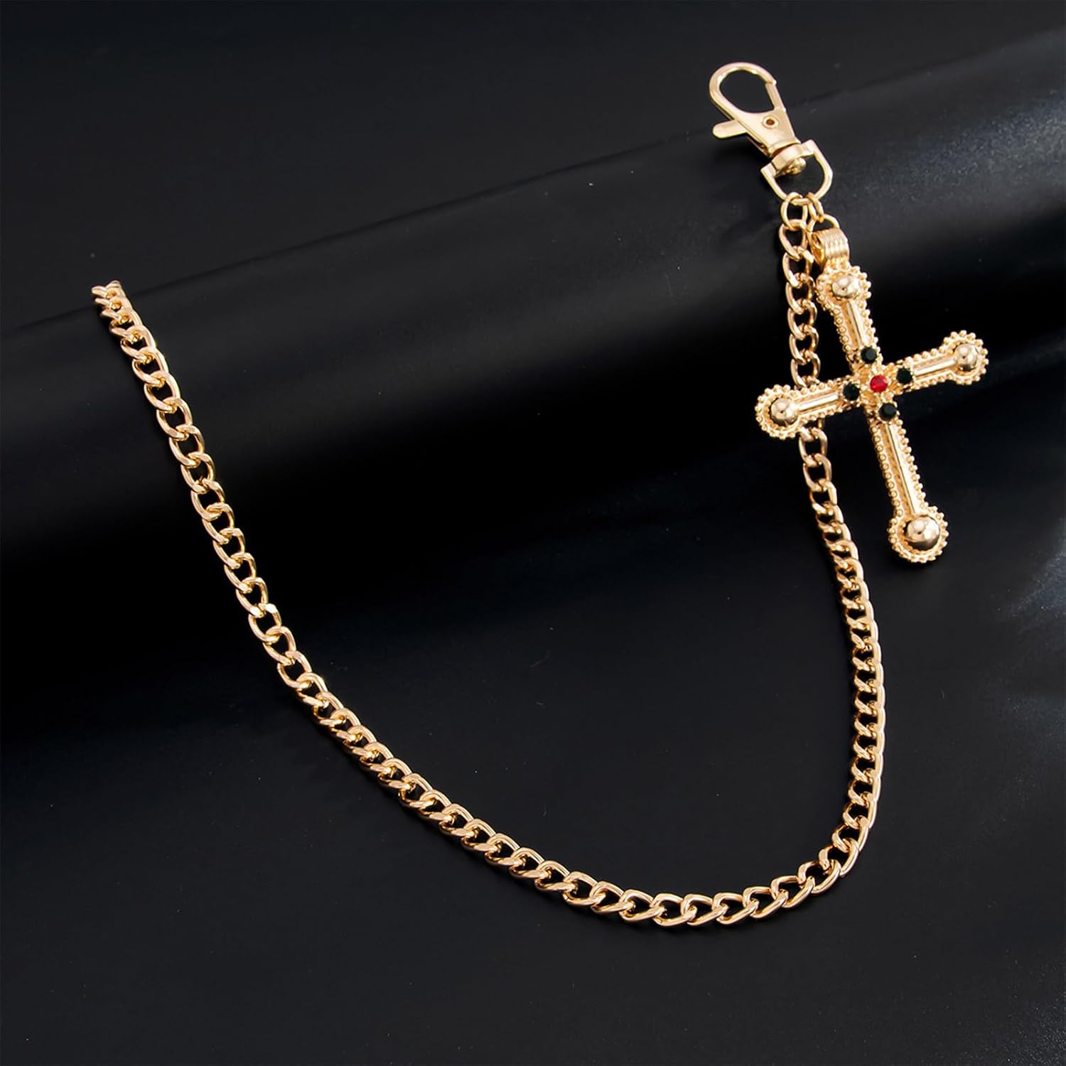 Oversized Crossed Pendant Waist Chain For Jeans Crucifix Charm Stylish Hip Hop Body Jewelry For Streetwear Outfits Men